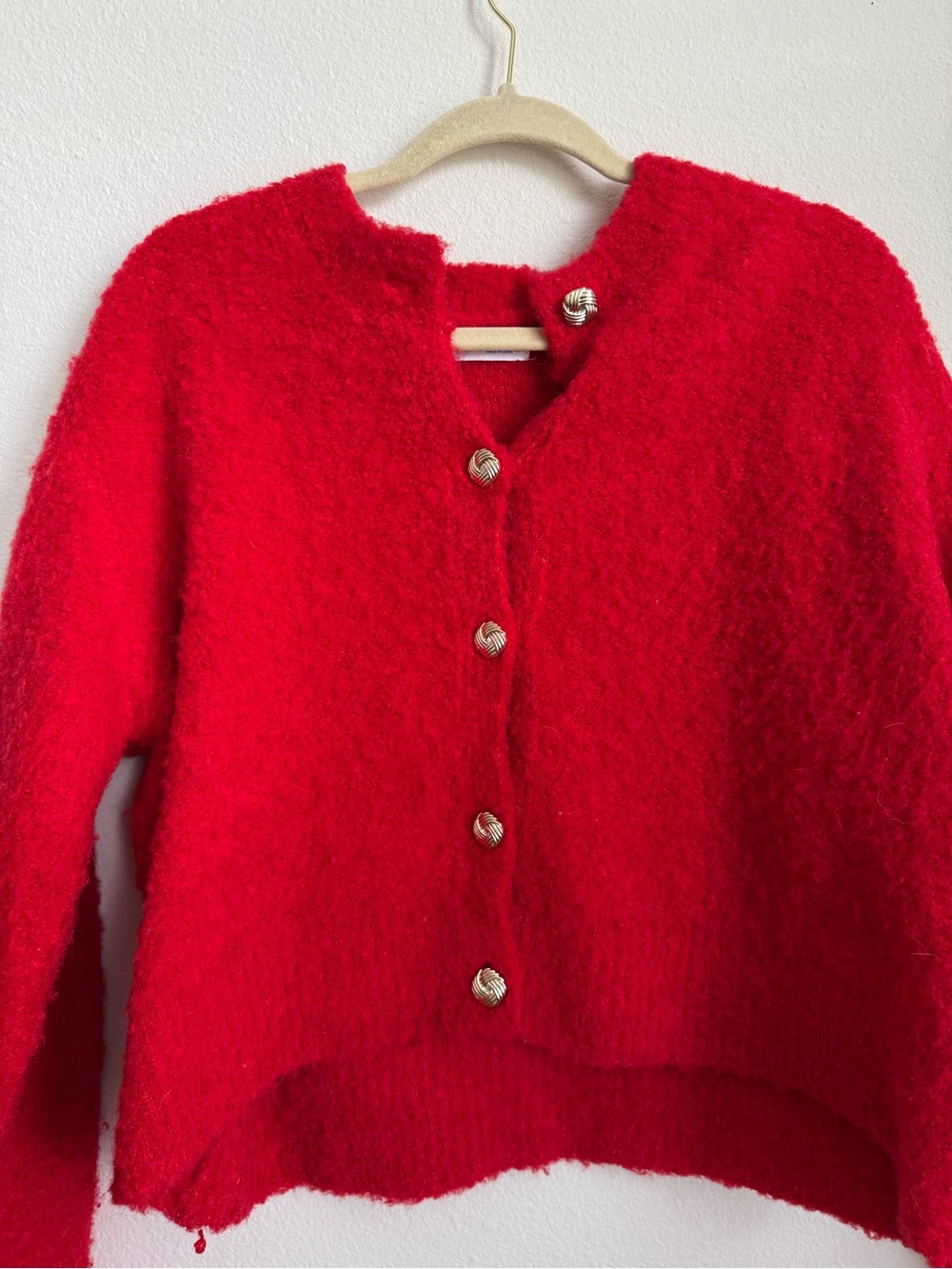 Primark Red Fuzzy Button-Up Cardigan - Picture 2 of 7